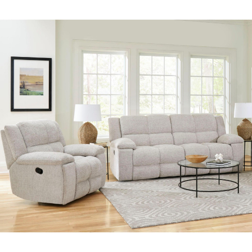 Buster 2 Piece Manual Reclining Sofa Set in Tufted Opal Taupe Fabric