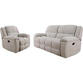 Buster 2 Piece Manual Reclining Sofa Set in Tufted Opal Taupe Fabric