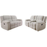 Buster 2 Piece Manual Reclining Sofa Set in Tufted Opal Taupe Fabric