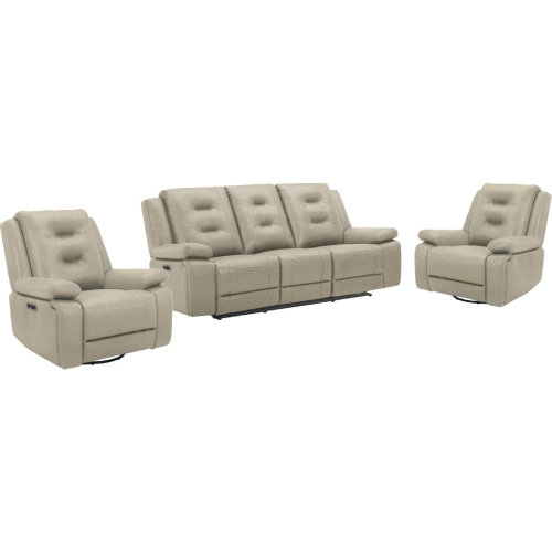 Caldwell Power Reclining Sofa and 2 Recliners in Fog Grey Performance Microfiber Fabric