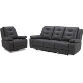 Caldwell 2 Piece Power Reclining Sofa Set in Charcoal Grey Fabric