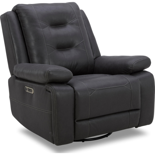 Caldwell Power Swivel Glider Recliner in Charcoal Grey Fabric