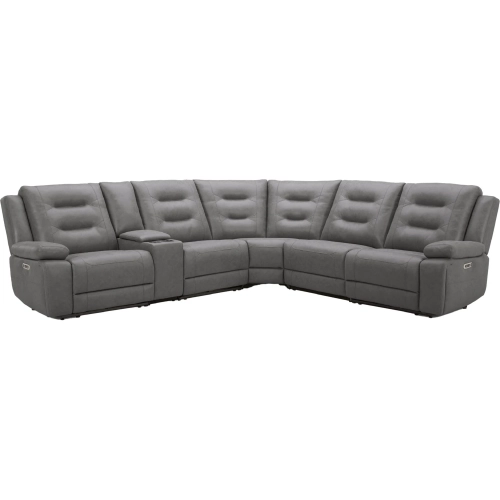 Caldwell 6 Piece Power Reclining Sectional Sofa in Charcoal Grey Performance Microfiber Fabric