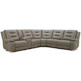 Caldwell 6 Piece Modular Power Reclining Sectional Sofa in Fog Grey Fabric