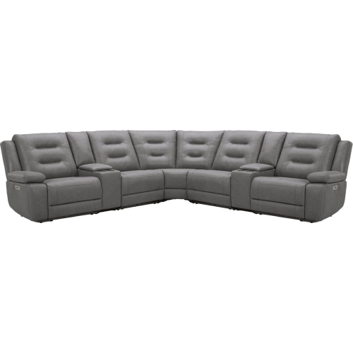 Caldwell 7 Piece Power Reclining Sectional Sofa in Charcoal Grey Performance Microfiber Fabric