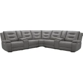 Caldwell 7 Piece Power Reclining Sectional Sofa in Charcoal Grey Performance Microfiber Fabric