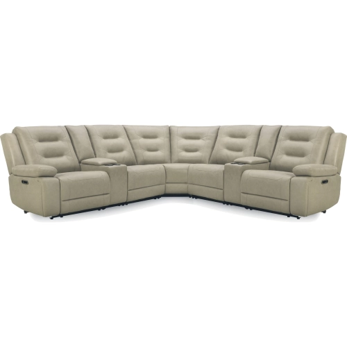Caldwell 7 Piece Modular Power Reclining Sectional Sofa in Fog Grey Performance Microfiber Fabric