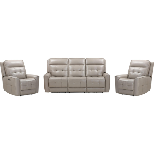 Canterbury 3 Piece Power Reclining Zero Gravity Sofa Set in Pewter Grey Leather