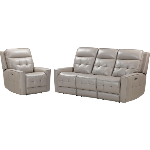 Canterbury 2 Piece Power Reclining Zero Gravity Sofa Set in Pewter Grey Leather