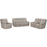 Canterbury 3 Piece Zero Gravity Power Sofa Set in Pewter Light Grey