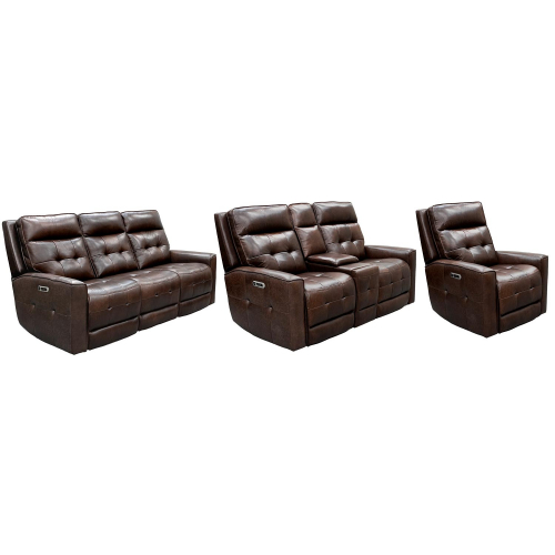 Canterbury 3 Piece Zero Gravity Power Sofa Set in Acorn Brown Leather