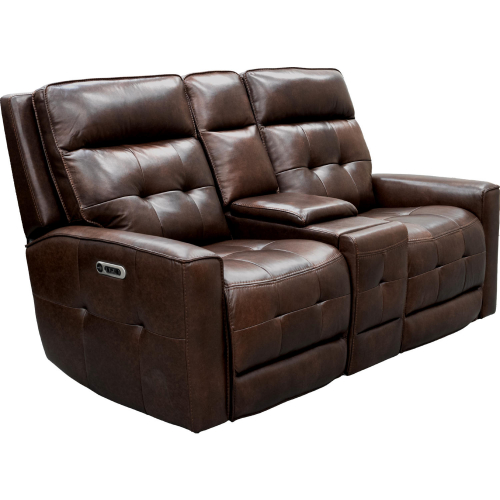 Canterbury Power Zero Gravity Console Loveseat in Acorn Brown Leather