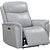 Cascade Power Recliner in Seamist Pale Blue Grey Leather