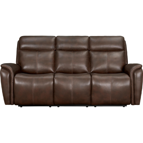 Cascade Power Reclining Sofa in Auburn Brown Leather