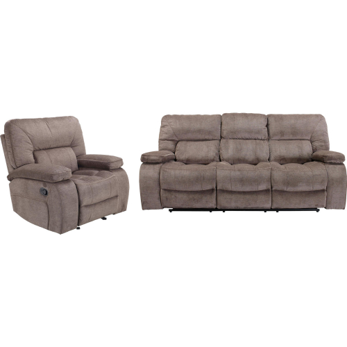 Chapman 2 Piece Manual Reclining Sofa Set in Kona Brown Chenille Fabric