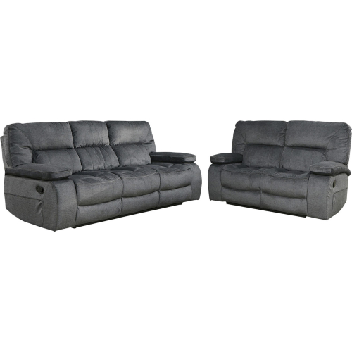 Chapman 2 Piece Manual Reclining Sofa Set in Polo Grey Chenille Fabric