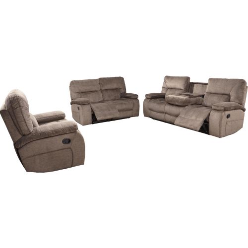 Chapman 3 Piece Manual Reclining Sofa Set in Kona Brown Chenille Fabric