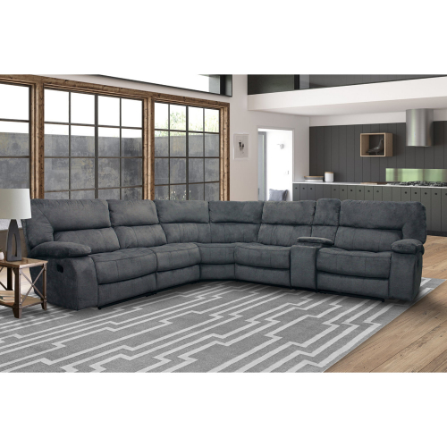 Chapman 6 Piece Manual Reclining Sectional Sofa in Polo Grey Fabric