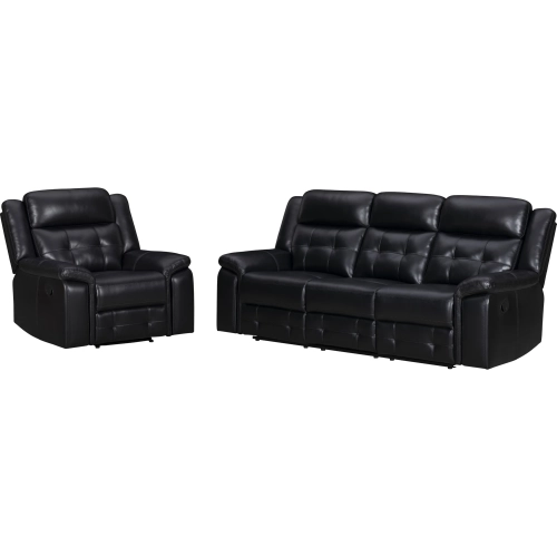 Clayton Sofa and Recliner in Phantom Black Leatherette