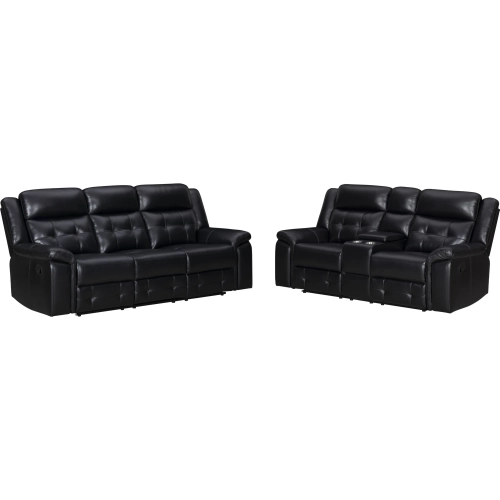 Clayton Sofa and Loveseat in Phantom Black Leatherette