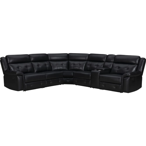 Clayton 6 Piece Manual Reclining Sectional Sofa in Phantom Black Leatherette