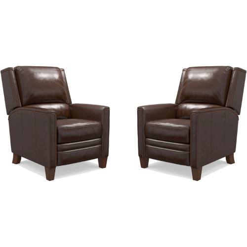 Connor Manual Recliner in Espresso Brown Top Grain Leather (Set of 2)