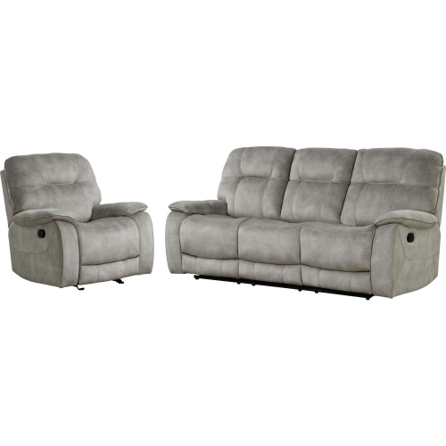 Cooper 2 Piece Manual Reclining Sofa Set in Shadow Natural Beige Fabric