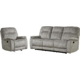 Cooper 2 Piece Manual Reclining Sofa Set in Shadow Natural Beige Fabric