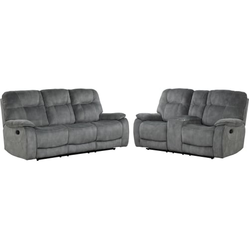 Cooper 2 Piece Manual Reclining Sofa Set in Shadow Grey Fabric