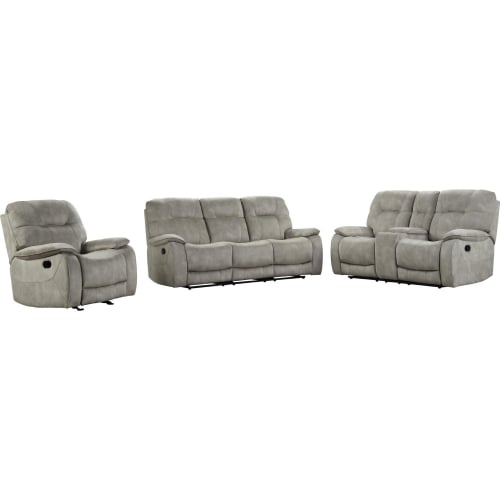 Cooper 3 Piece Manual Reclining Sofa Set in Shadow Natural Beige Fabric