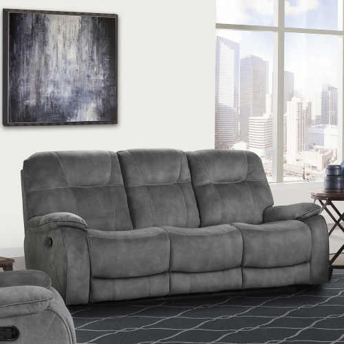 Cooper Manual Triple Reclining Sofa in Shadow Grey Fabric