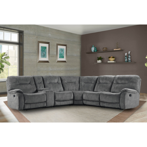 Cooper 6 Piece Modular Manual Reclining Sectional Sofa in Grey Fabric