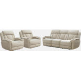 Dalton Power Reclining Sofa & Two Recliners Set in Fawn Neutral Fabric