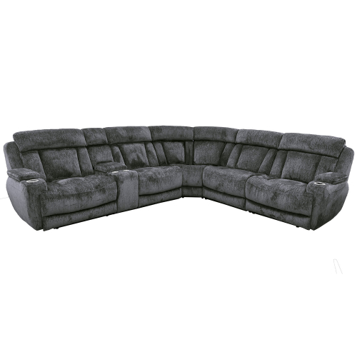 Dalton 6 Piece Modular Power Reclining Sectional Sofa in Charcoal Gray Fabric