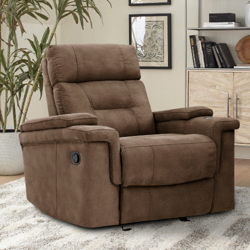 Diesel Manual Glider Recliner in Cobra Brown Fabric