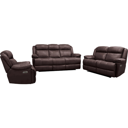 Eclipse Power Reclining Sofa Set in Florence Dark Brown Top Grain Leather