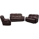 Eclipse Power Reclining Sofa Set in Florence Dark Brown Top Grain Leather