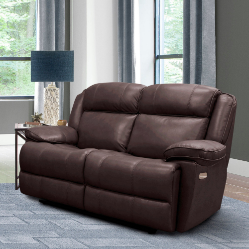 Eclipse Power Reclining Loveseat in Brown Top Grain Leather