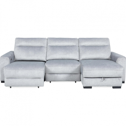 Elliot 3 Piece Power Reclining Storage Sectional Sofa in Sterling Gray Fabric