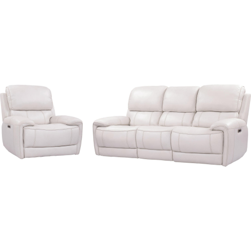 Empire Power Reclining Sofa & Recliner Set in Ivory Top Grain Leather