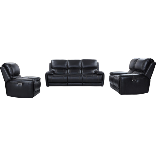 Empire Power Reclining Sofa Loveseat & Recliner Set in Blackberry Top Grain Leather