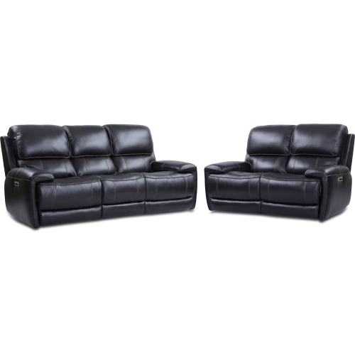 Empire Power Reclining Sofa & Loveseat Set in Blackberry Top Grain Leather