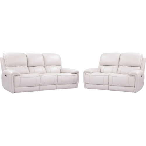 Empire Power Reclining Sofa & Loveseat Set in Ivory Top Grain Leather