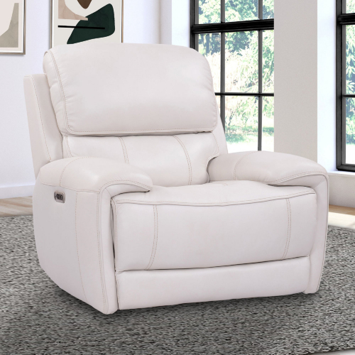 Empire Power Recliner in Ivory Top Grain Leather