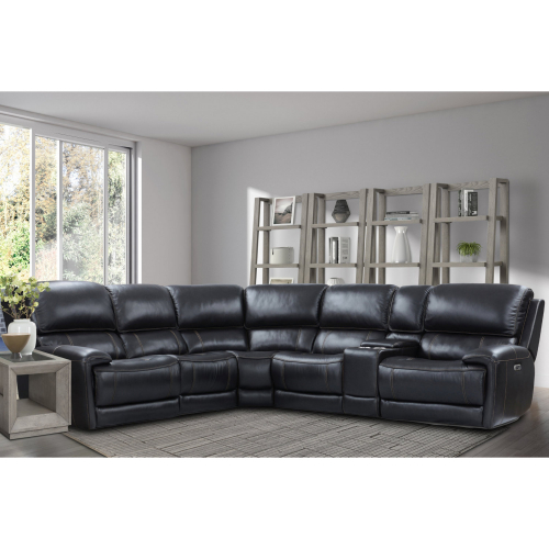 Empire 6 Piece Power Reclining Sectional Sofa in Blackberry Top Grain Leather