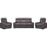 Equinox Power Reclining Sofa & Two Recliners Set in Mercury Dark Grey Fabric