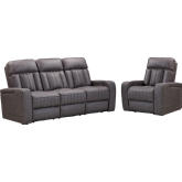 Equinox Power Reclining Sofa & Recliner Set in Mercury Dark Grey Fabric