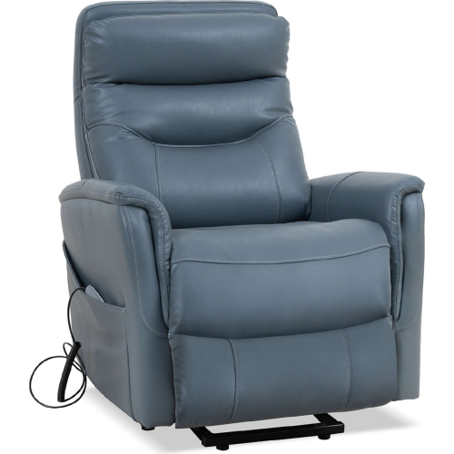 Gemini Power Lift Recliner w/ Articulating Headrest in Azure Blue Eco Leather