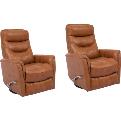 Gemini Manual Swivel Glider Recliner in Butterscotch Brown Top Grain Leather (Set of 2)