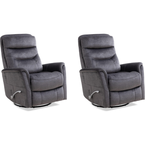 Gemini Manual Swivel Glider Recliner in Capri Charcoal Grey Fabric (Set of 2)